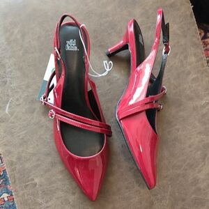 Wild Diva Red Patent Slingback Heels